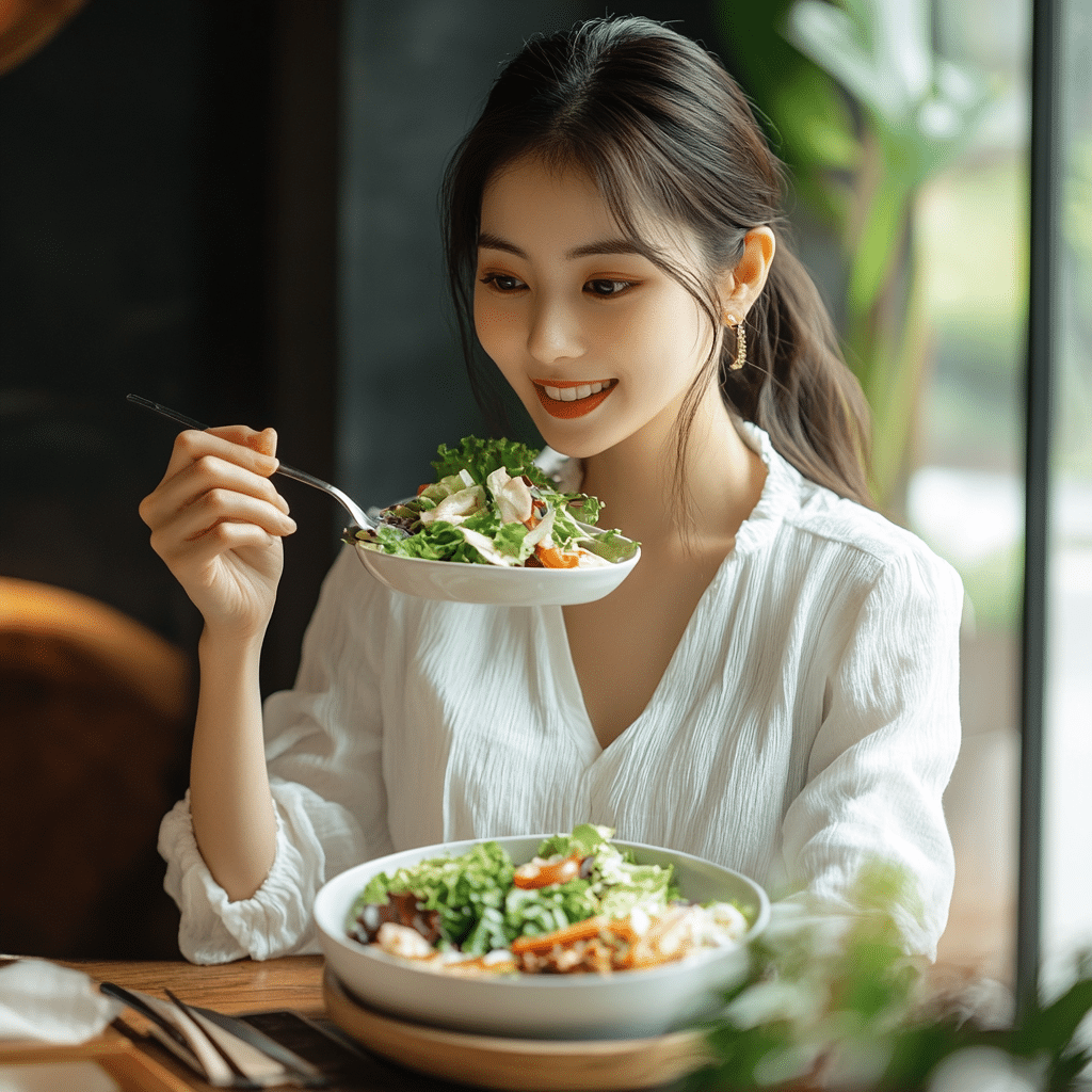 Maxdm 35611 korea woman eating salad using fork style raw 79ef8784 93db 467e 84cf f57d867d5bd2 2